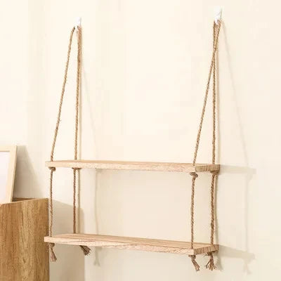 Hanging Rope Wooden Shelves