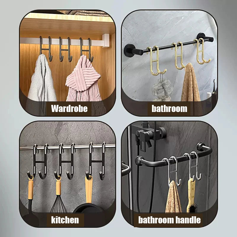 Stainless Steel S-Shape Shower Towel & Robe Hook