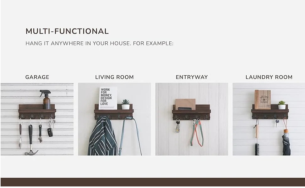 Rustic Wooden Key & Mail Organizer