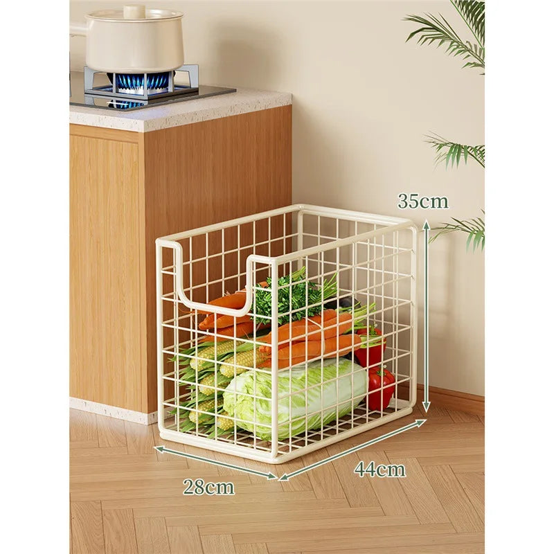 Removable Vegetable Fruit Storage Basket Rack Rolling Laundry Hamper Bathroom Foldable Iron Wire Dirty Clothes Hamper Organizer