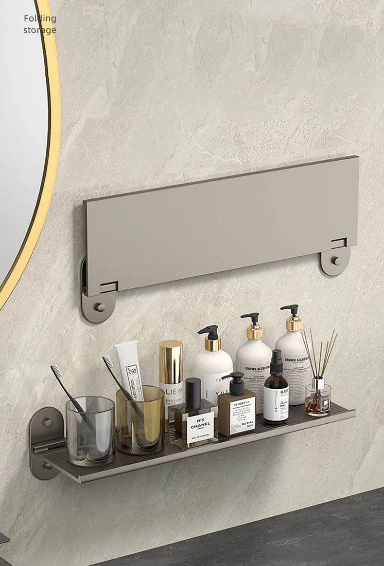 Foldable Aluminium Bathroom Wall Shelf