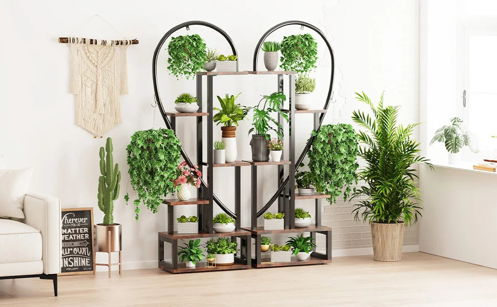 Heart-Shaped Wood & Metal Flower Display