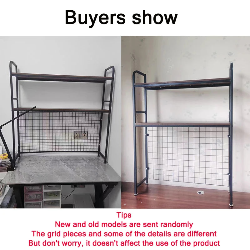 Bookshelf Bookcase With Grid Desktop Multi-layer Wrought Iron Shelf Student Computer Desk Table Hole Board Table Wooden Shelves