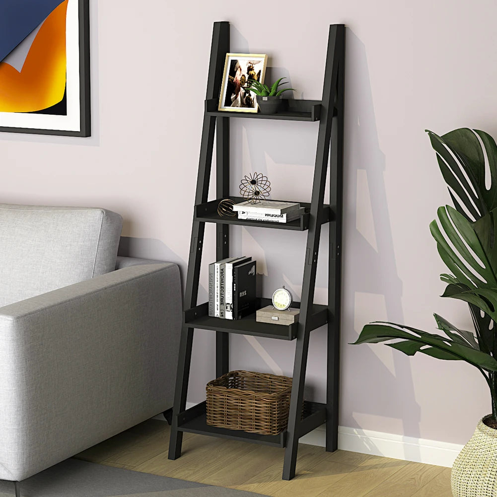【Breeins】4-Tier Wooden Display Ladder Shelf for Home Storage Organizer Rack Home Decoration For Home Office