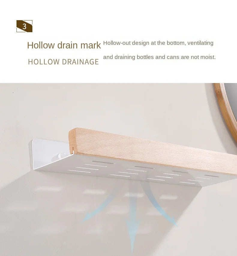 Wooden Wall-Mounted Bathroom Shelf