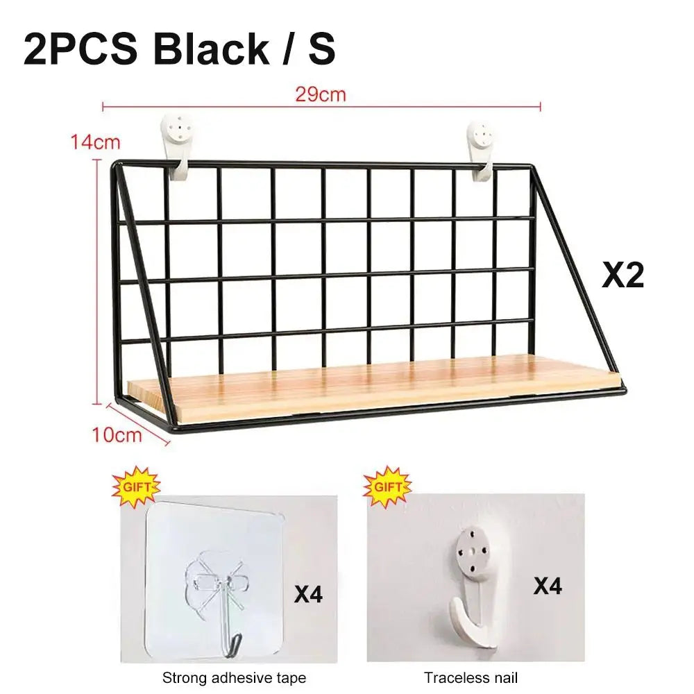 Wall Mounted Wood Hanging Shelves (no Drilling)