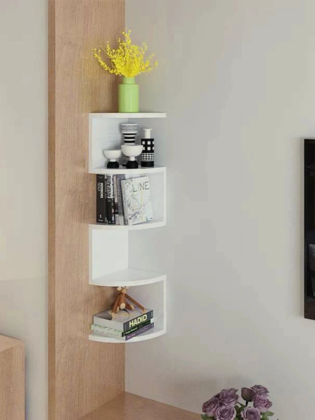 Wooden Burlywood Storage Shelf
