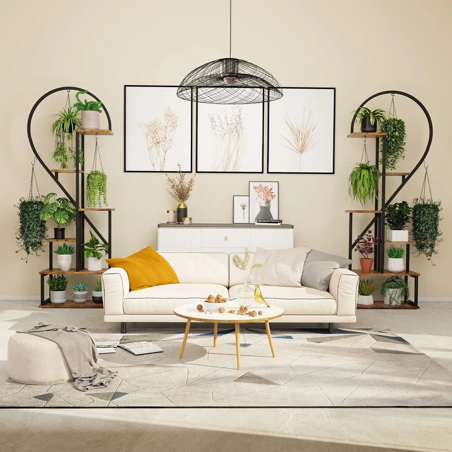 Heart-Shaped Wood & Metal Flower Display