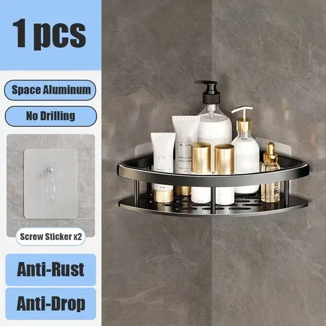 Bathroom & Kitchen Organizer – No-Drill 2-Tier Wall Shelf