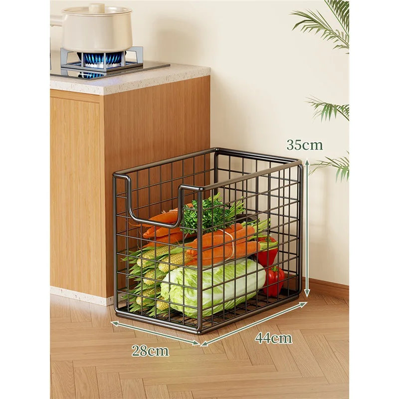 Removable Vegetable Fruit Storage Basket Rack Rolling Laundry Hamper Bathroom Foldable Iron Wire Dirty Clothes Hamper Organizer