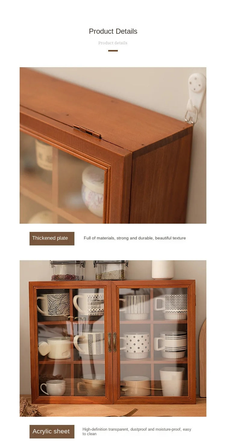 Solid Wood Vintage Cup Cabinet