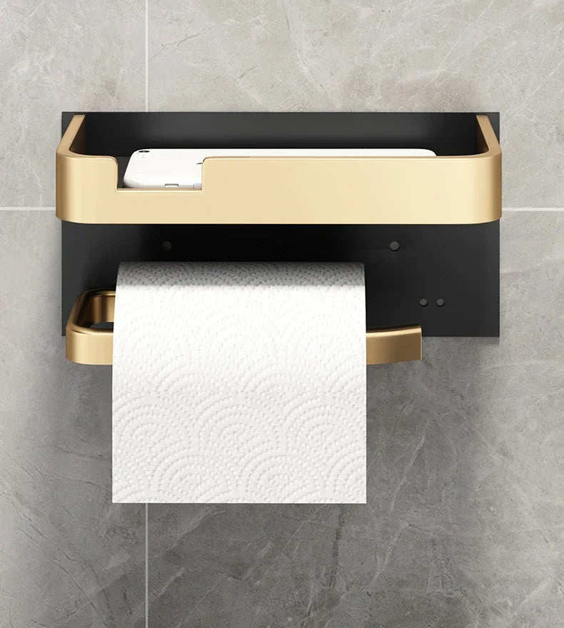Luxury Black & Gold Toilet Paper Rack