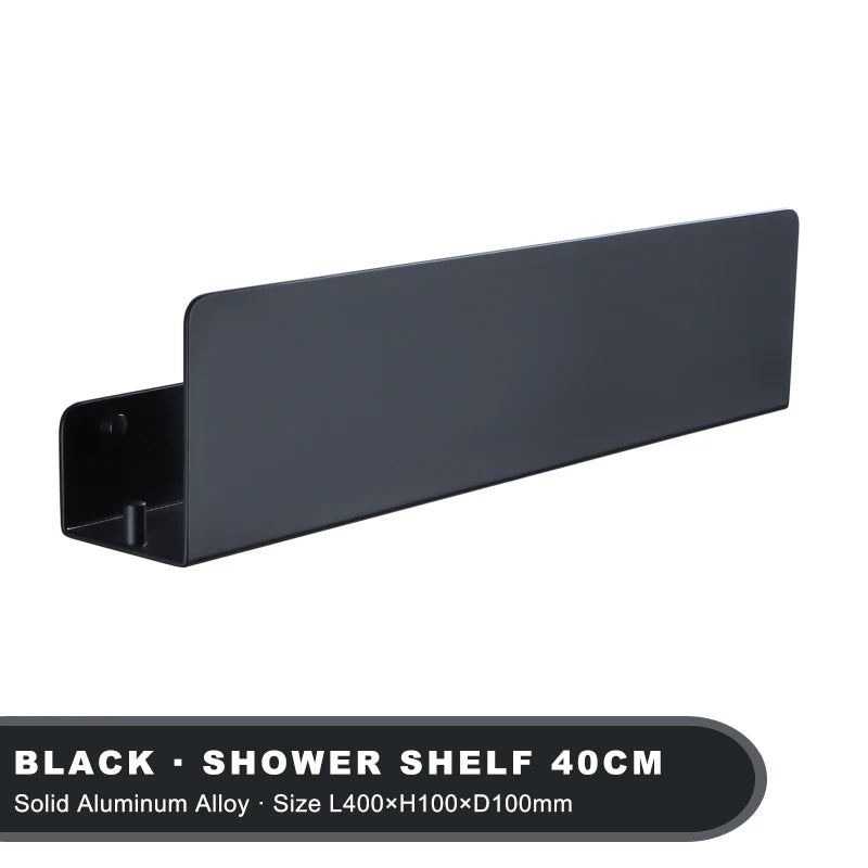 Black Bathroom Organizer Shelf With Hooks