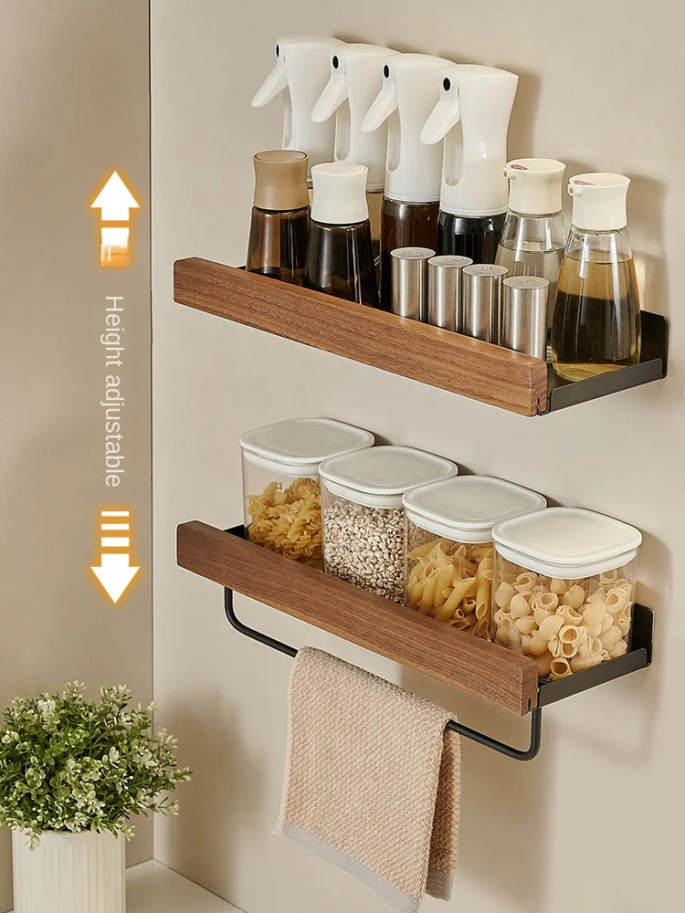 Wall-Mounted Wooden Kitchen Storage Rack