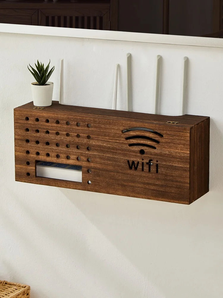 Solid Wood Wall-Mounted TV  Storage Box