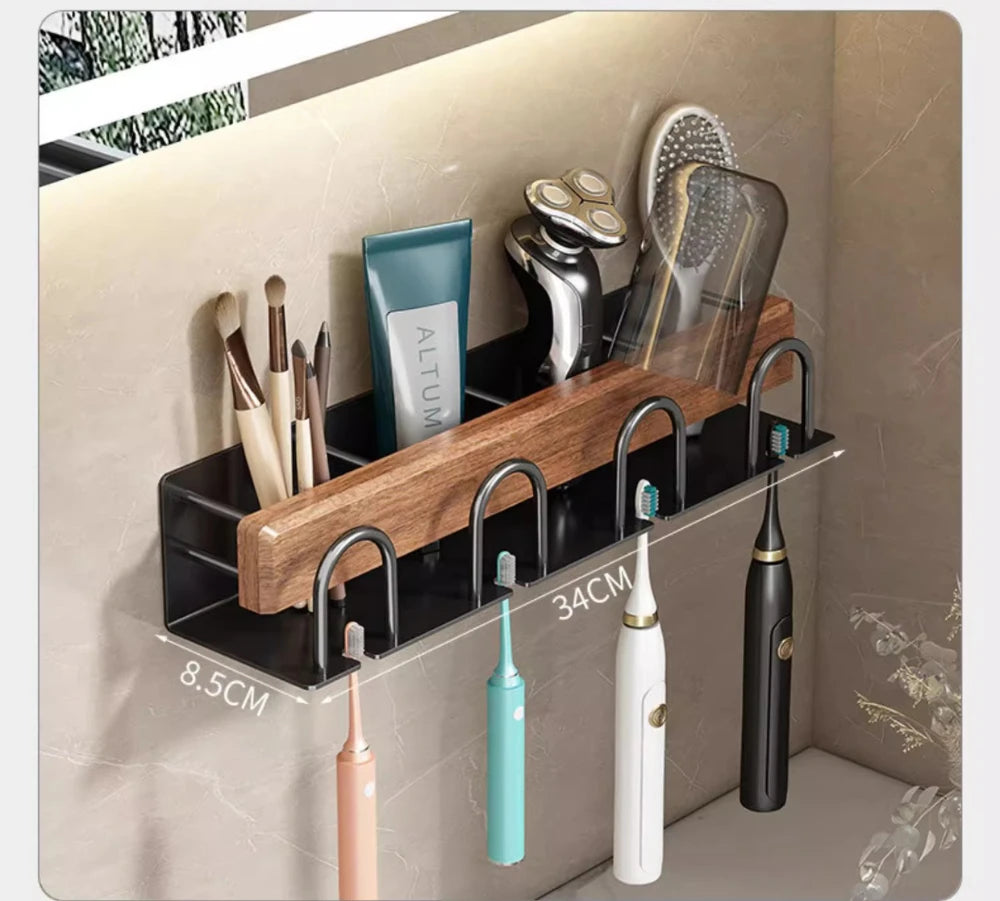 Minimalist Solid Wood Toothbrush & Toothpaste Holder