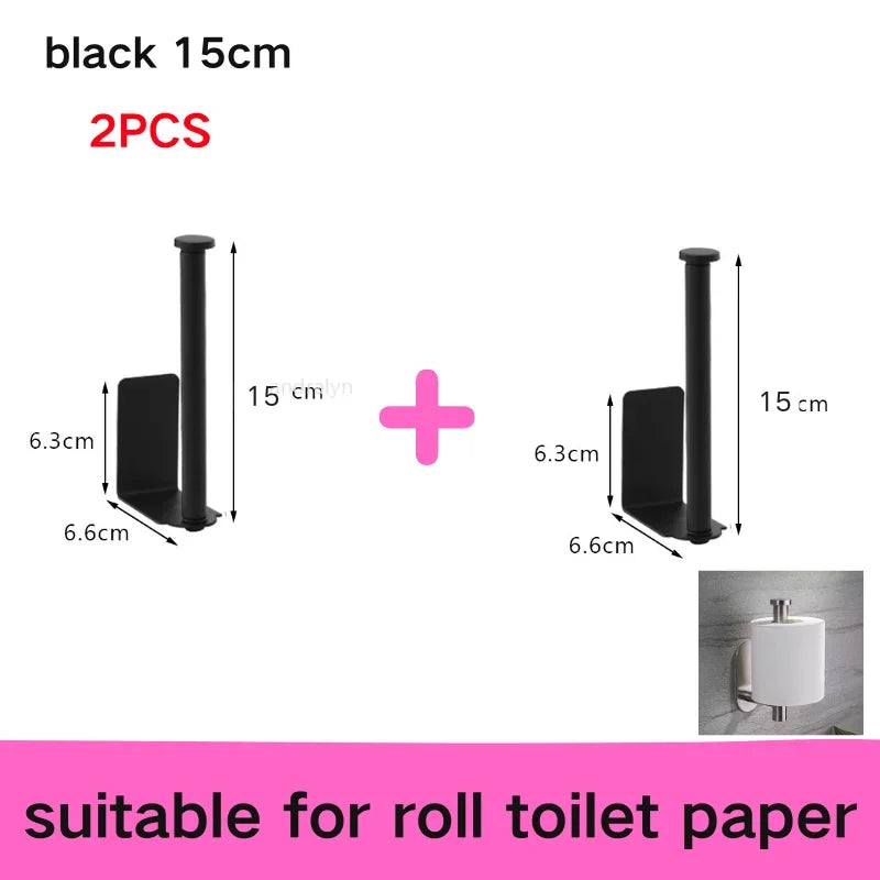 Stainless Steel Self-Adhesive Towel & Toilet Roll Holder – No Drills