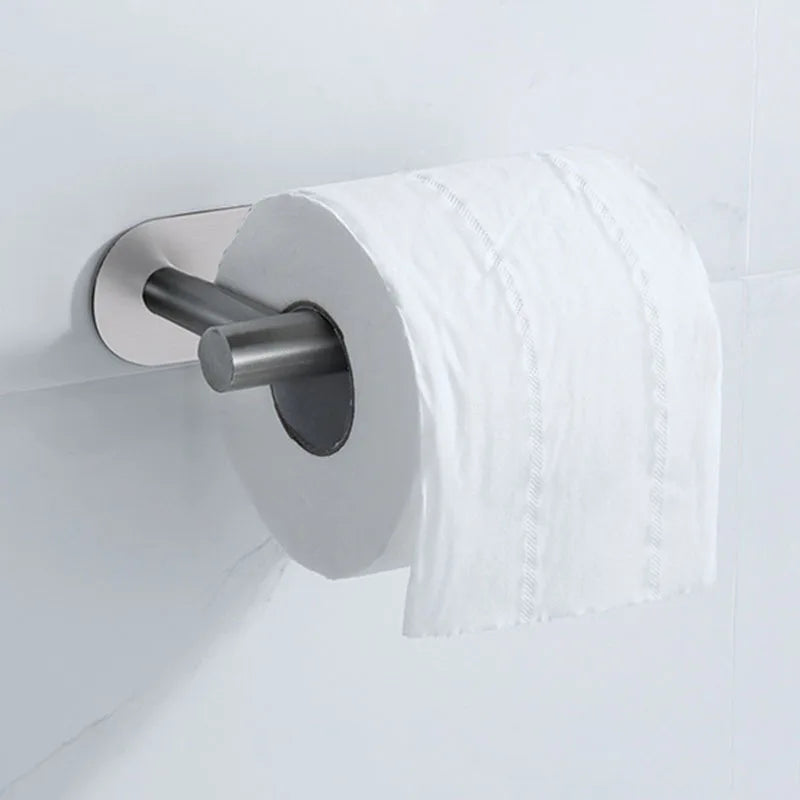 Punch-Free Stainless Steel Toilet Paper Holder