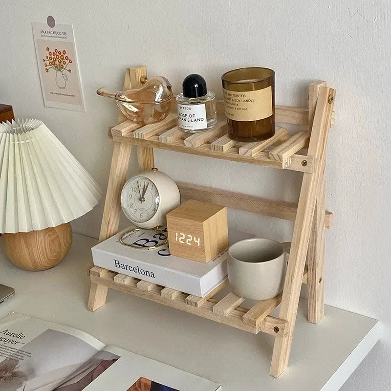 Wooden Storage Shelf 2-Tiers Desktop Organize