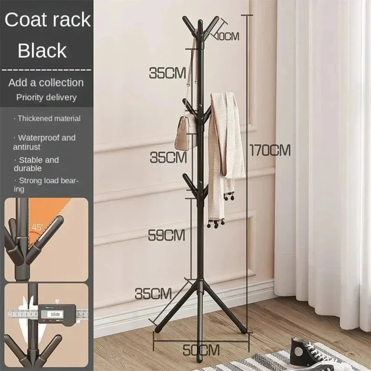 Floor-to-Ceiling Coat & Hat Rack