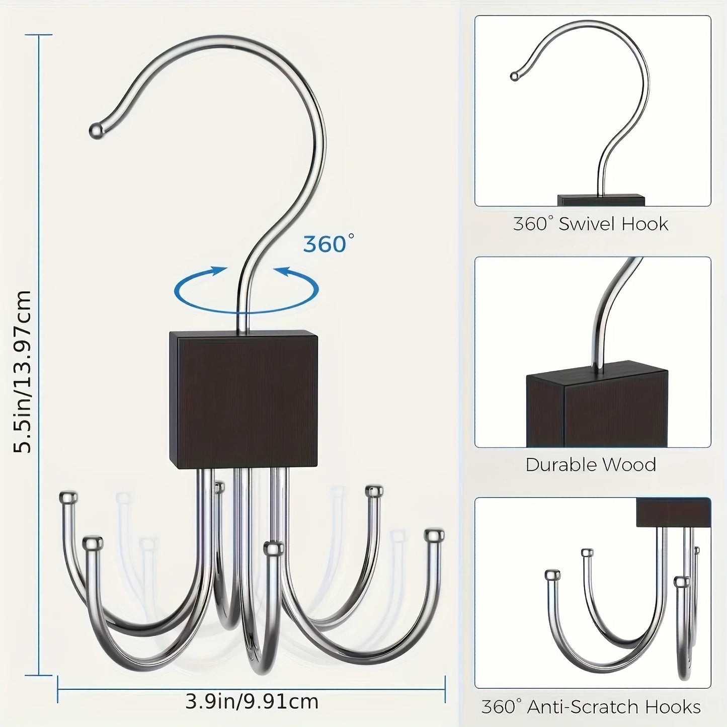 Wood & Stainless Steel Belt Rack