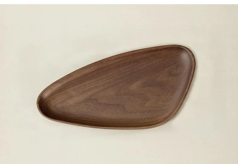 HeMu Black walnut solid wood shape tray Japanese irregular dessert dessert tray coffee saucer wooden household tray