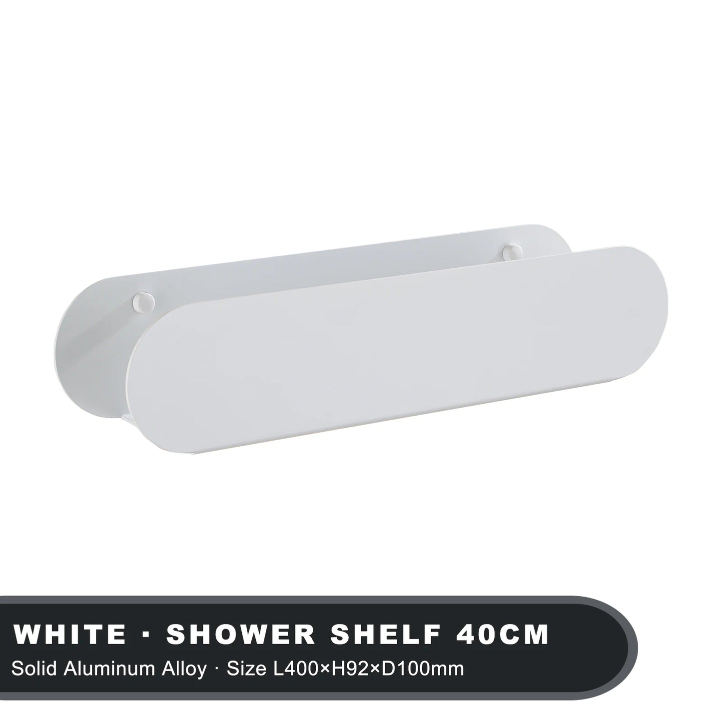 Black Aluminium Shower Caddy Shelf with Hooks