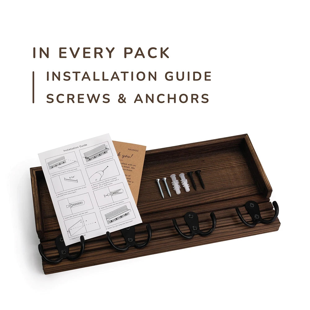 Rustic Wooden Key & Mail Organizer