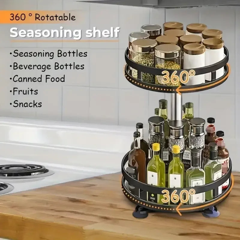 3-Tier Metal Rotating Organizer Spice Rack