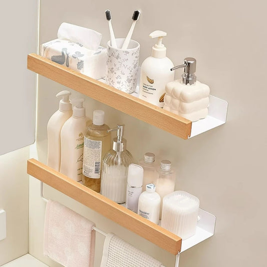 Wooden Wall-Mounted Bathroom Shelf