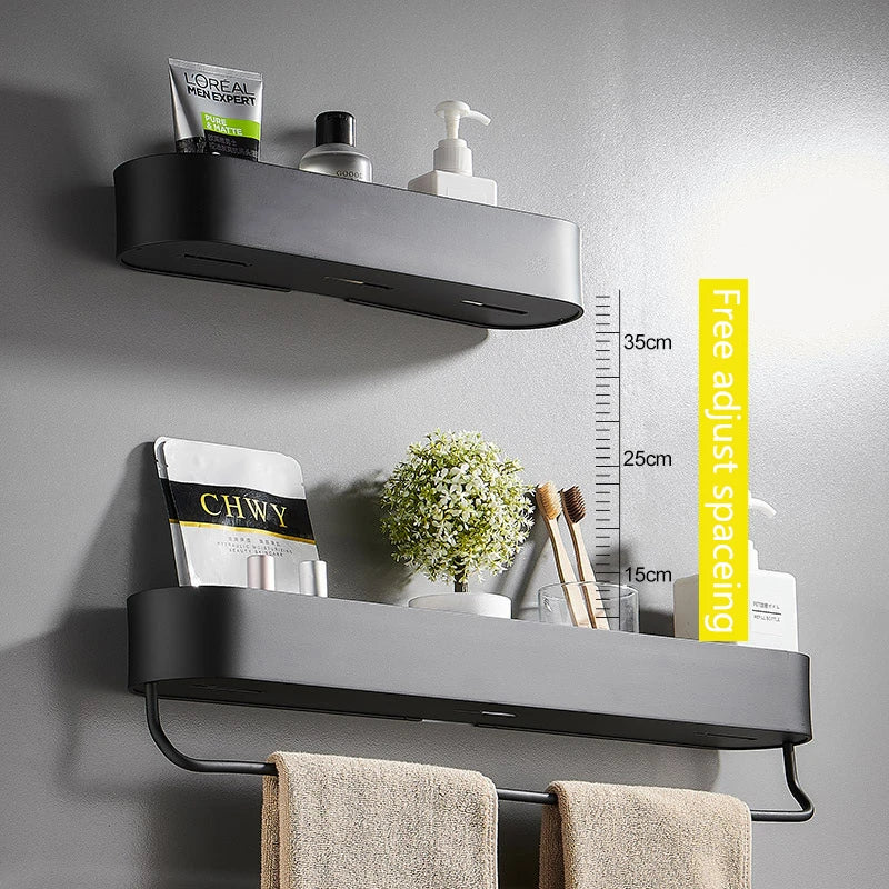 Matte Black Wall-Mounted Shower Shelf
