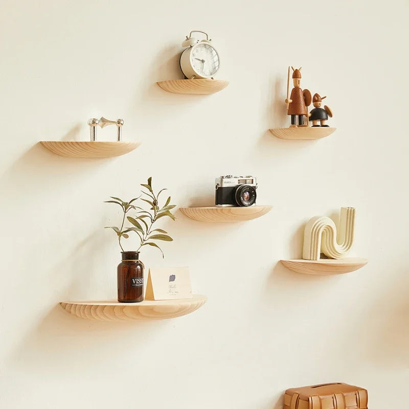 Half-Moon Wooden Wall Shelf