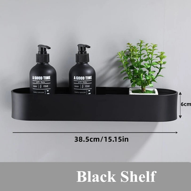 Matte Black Wall-Mounted Shower Shelf