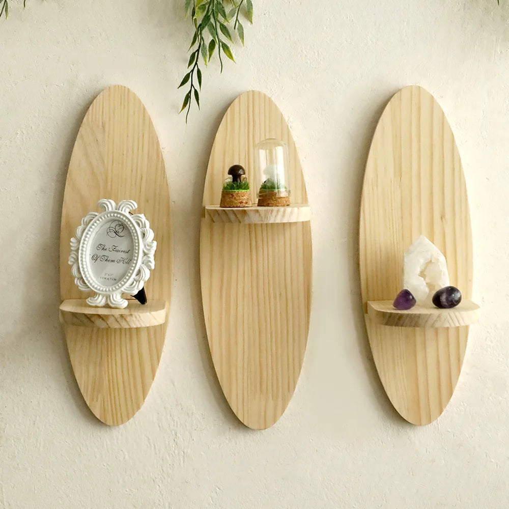 Oval Solid Wood Floating Shelf