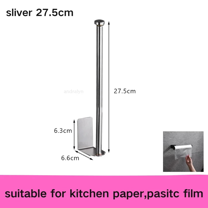 Stainless Steel Self-Adhesive Towel & Toilet Roll Holder – No Drills