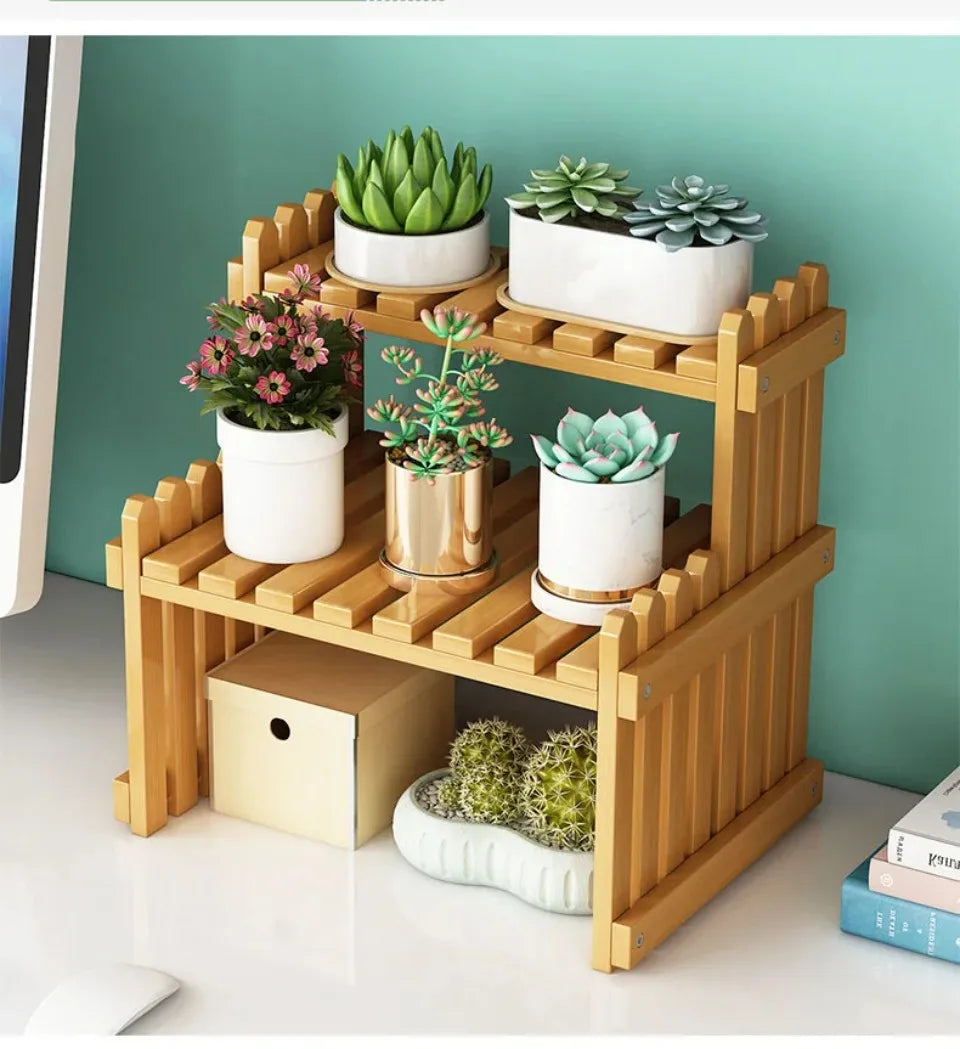 Indoor Plants Holder Wood Shelf Pot Organizer Bookshelf Balcony Bay Window Small Plant Flower Rack Storage Flower Pot Shelves