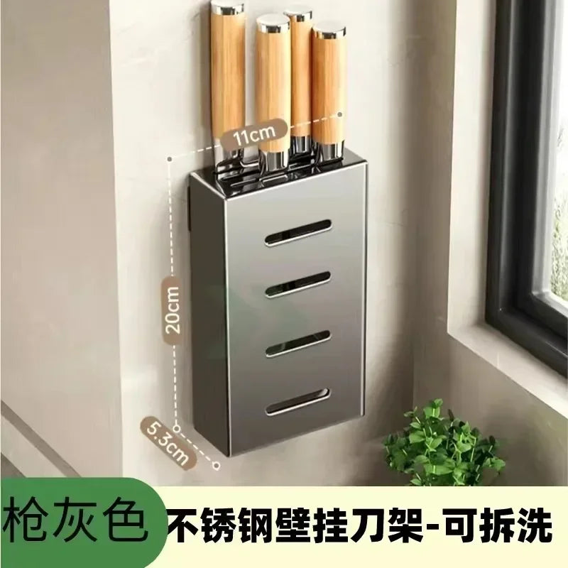 Stainless Steel Wall-Mounted Knife Holder