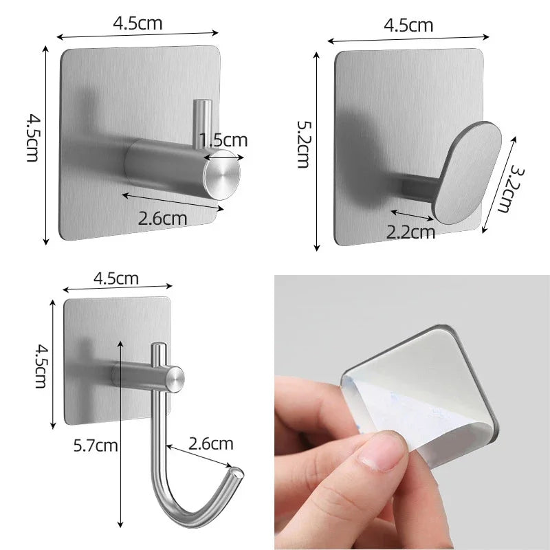 Modern Stainless Steel Adhesive Robe Hooks
