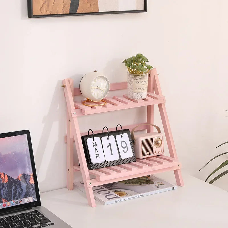 Wooden Storage Shelf 2-Tiers Desktop Organize
