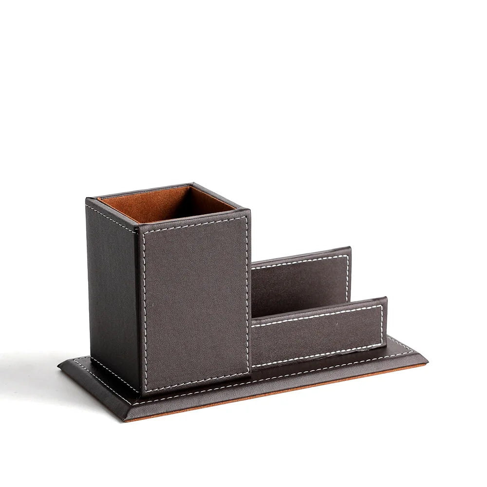 Business Leather Pen Holder Makeup Brush Storage Box Living Room Desktop Storage Office Desktop Storage Box