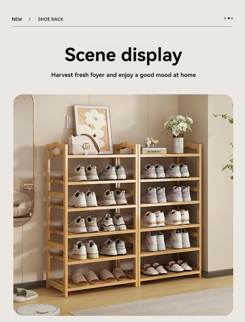Multi-Layer Solid Wood Shoe Rack