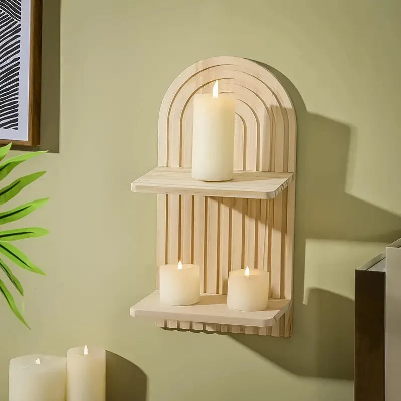 Bohemian Arch Wooden Wall Shelf