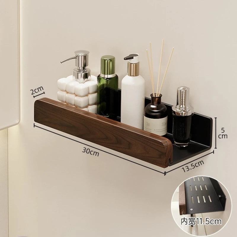 Walnut Wall-Mounted Toilet & Sink Rack