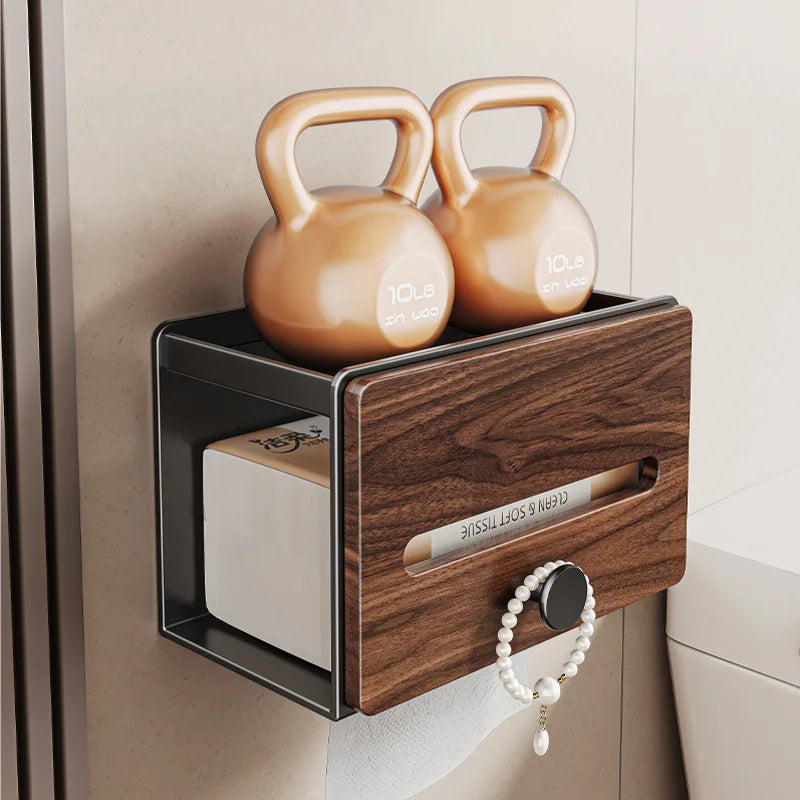 Walnut Bathroom Storage Box