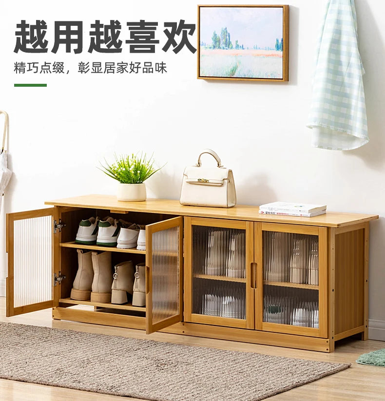 Home Entryway Shoe Bench Sit and Store Shoe Cabinet Breathable Dust-Proof Shoe Organizer Long Bench Shoe Rack for Doorway