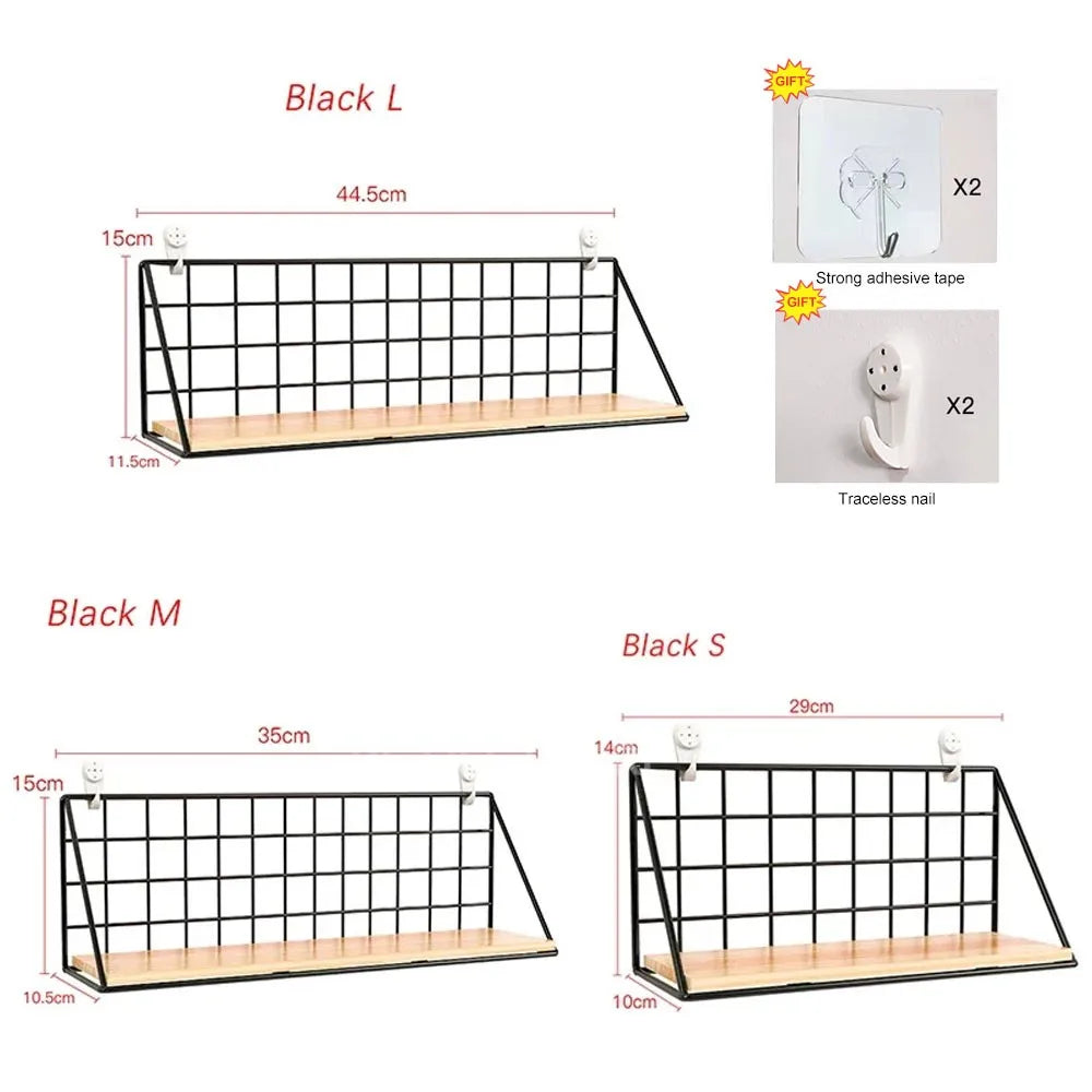 Wall Mounted Wood Hanging Shelves (no Drilling)