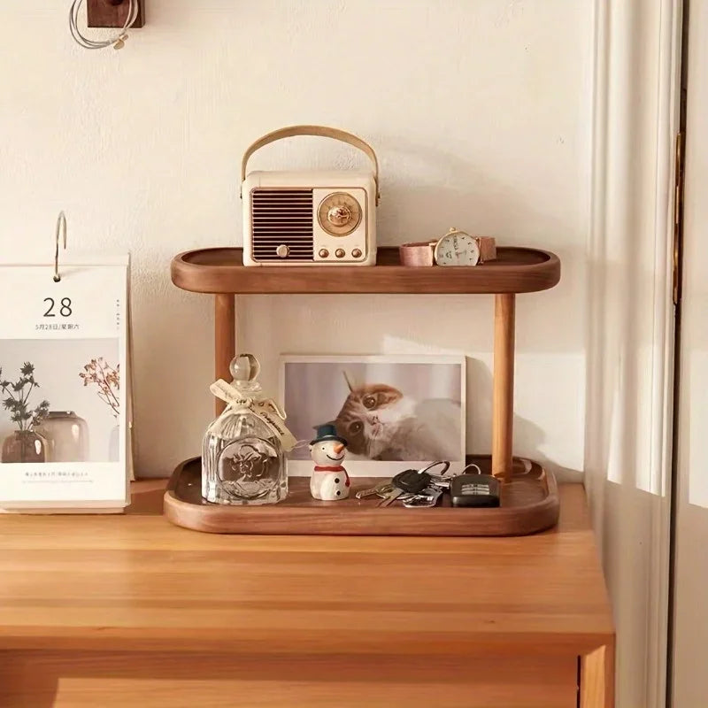 Double-Layer Wooden Desktop Organizer