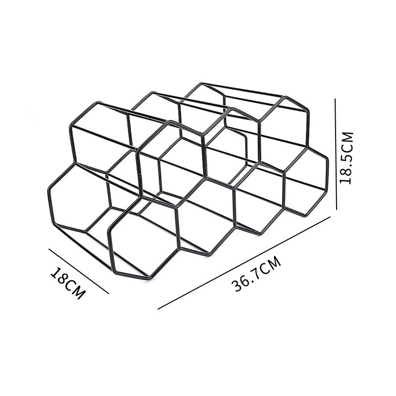 Hexagon Metal Wine Rack – 9-Bottle Tabletop Holder