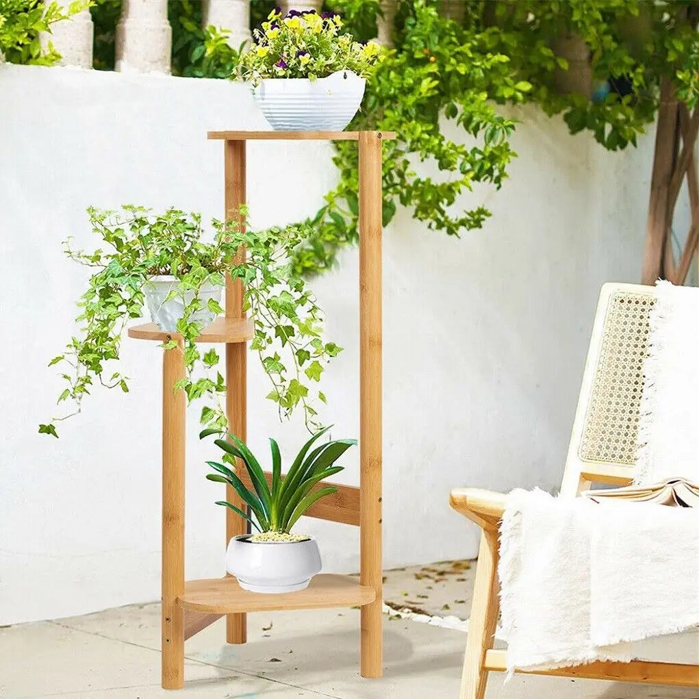 Space-Saving Bamboo Plant Stand