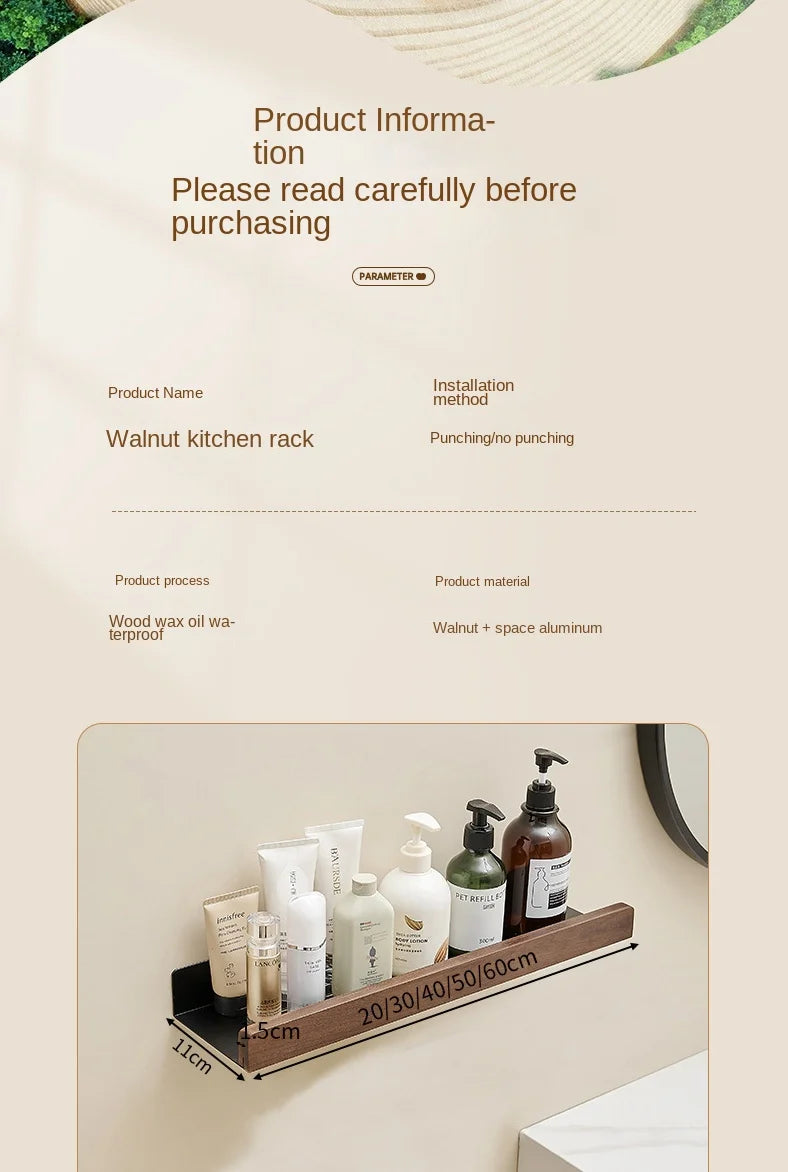 Wall-Mounted Wooden Kitchen Storage Rack